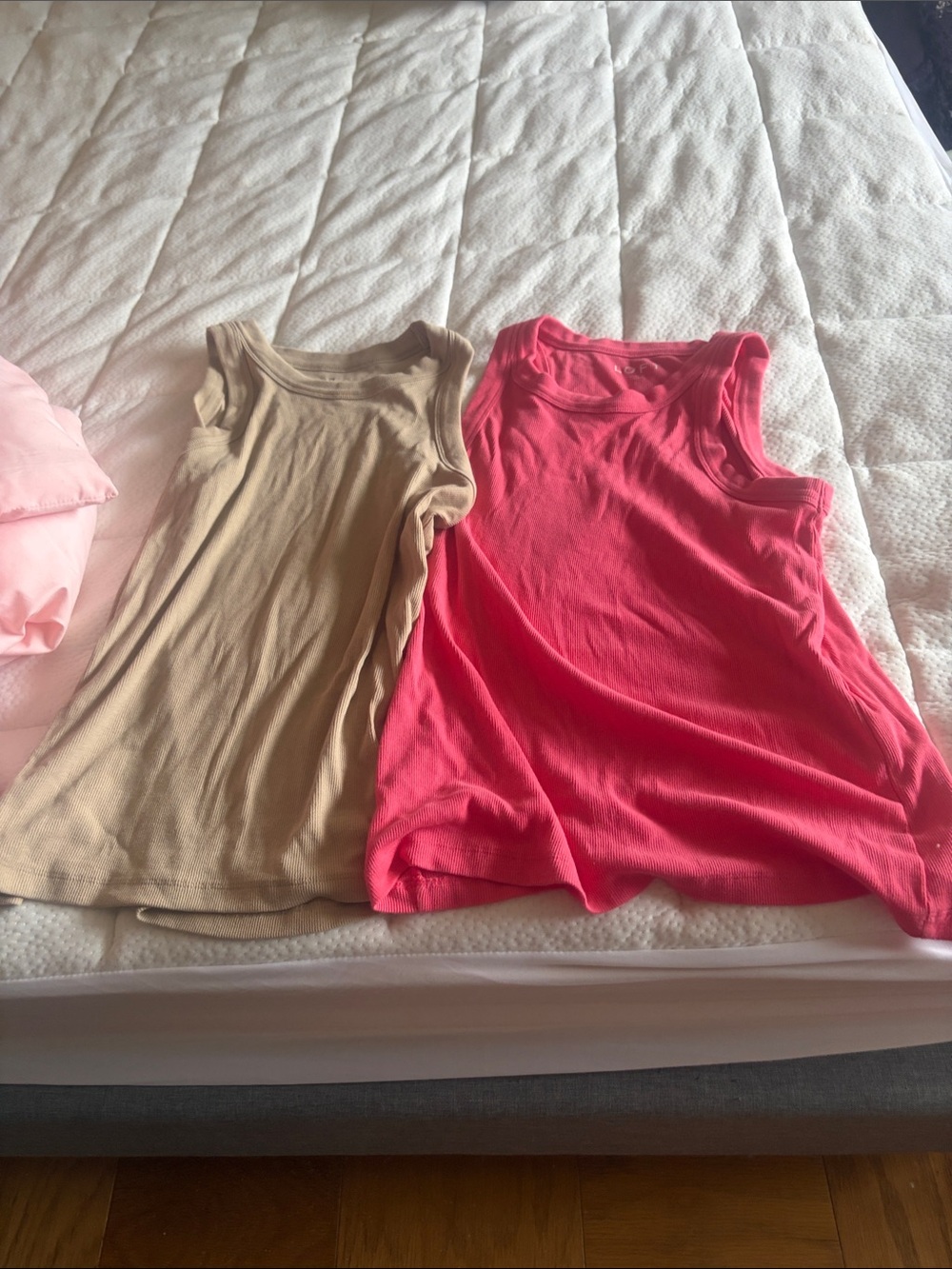 LOFT Girls Tank Tops in Hot Pink and Beige
